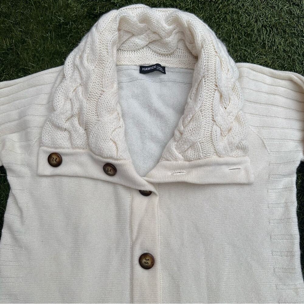 Hawick Cashmere of Scotland Shawl Collar Cable Knit 3/4 Sleeve Sweater Dress M - Picture 2 of 10